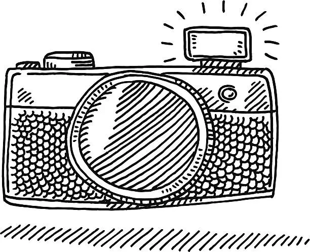 Vector illustration of Compact Camera Flash Drawing