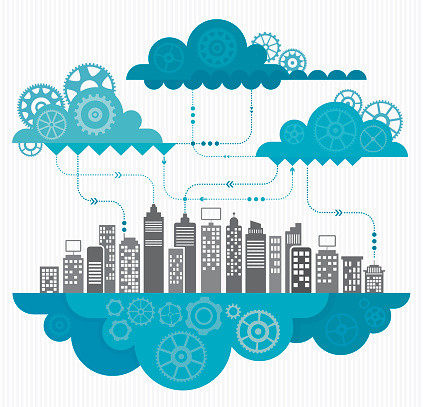 Vector illustration depicting cloud computing.