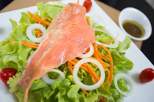 istock Rare salmon salad 481674359