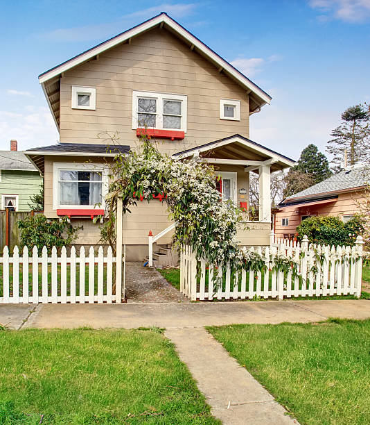 istock Perfect vintage home with white fence. 481674898
