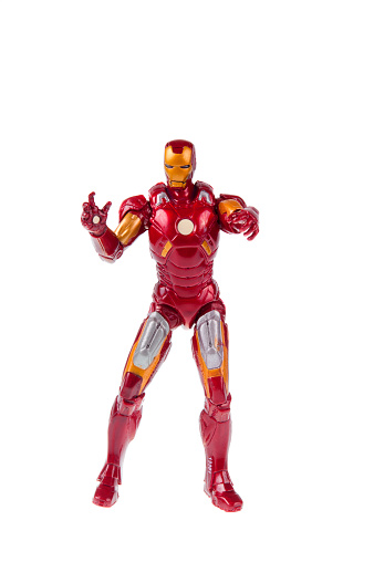 Adelaide, Australia - July 18, 2015:An isolated shot of a Iron Man action figure from the Marvel universe. Merchandise from Marvel comics and movies are highy sought after collectables.