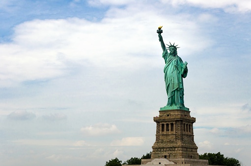 The Statue of Liberty in New York City, United States. Color image in hirizontal orientation