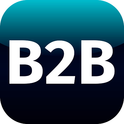 b2b blue and white computer icon