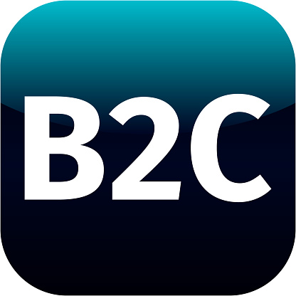 blue business to customer icon B2C for web or phone app