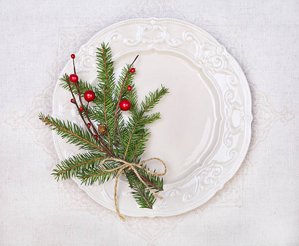 istock white plate with Christmas decoration 481679615