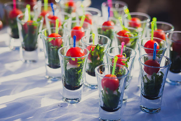 istock Beautifully decorated catering banquet table with different food snacks appetizers 481683088