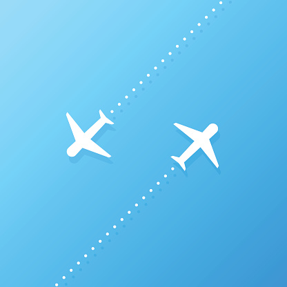 Two airplane flying in diagonal