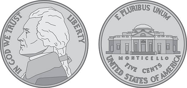 illustrazioni stock, clip art, cartoni animati e icone di tendenza di noi monete in nichel - moneta da cinque cent