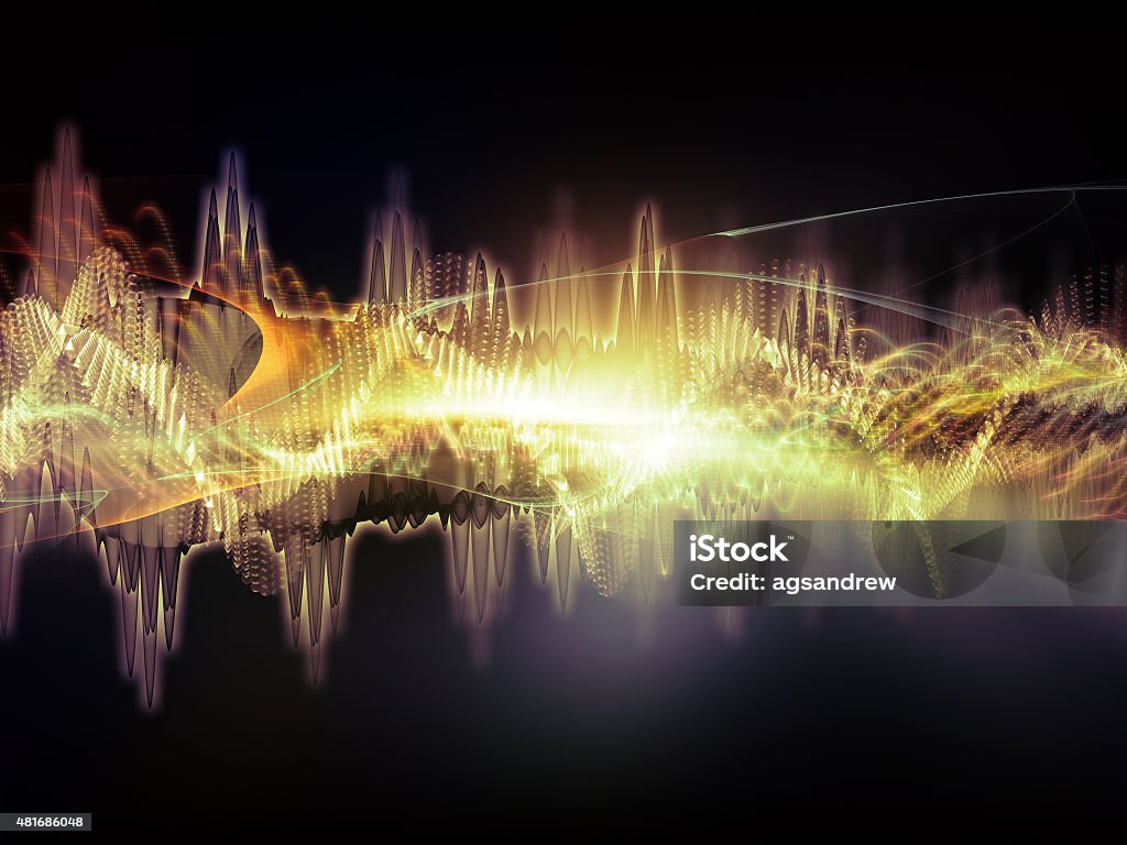 Toward Digital Sound Wave of Sound series. Abstract design made of sine waves and fractal elements on the subject of science, education and technology Sound Wave Stock Photo