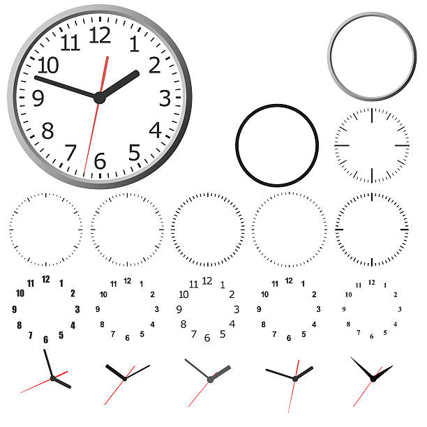 벽면 장착형 디지탈 시계. - clock ticking stock illustrations