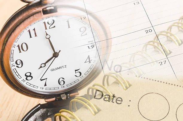 istock Personal organizer and pocket watch with chain 481691144
