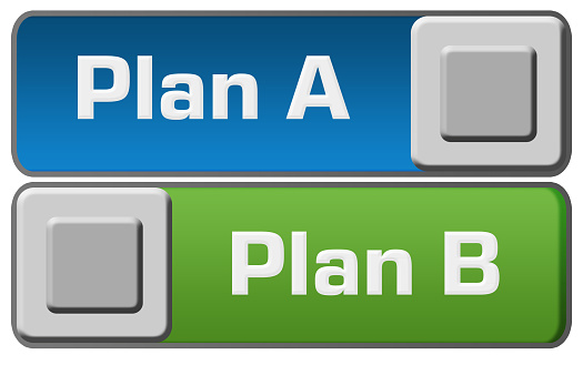 Plan A B concept image with two buttons