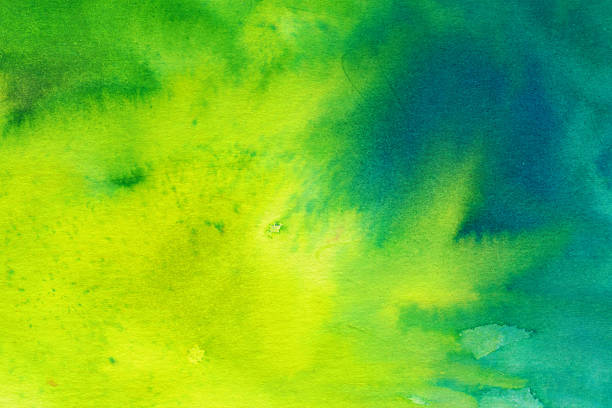 istock Bright hand painted background with yellow and green 481695250