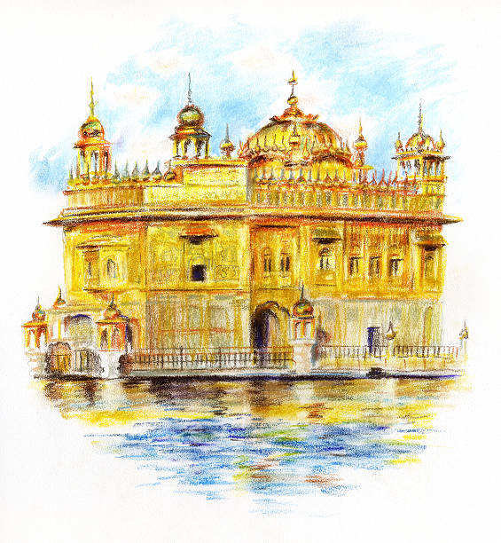 шри хармандир-сахиб - golden temple stock illustrations