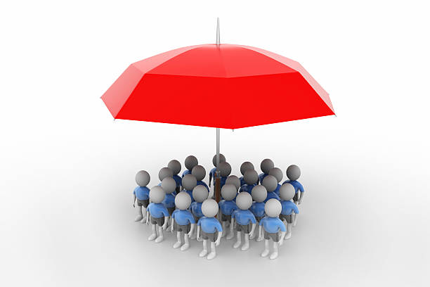 istock 3d people under the red colour umbrella 481695487