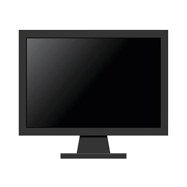 Black computer monitor flat design vector art illustration