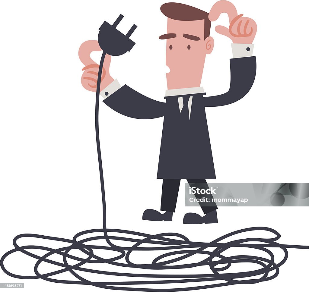 Confuse Businessman with Electric Wire Accidents and Disasters stock vector