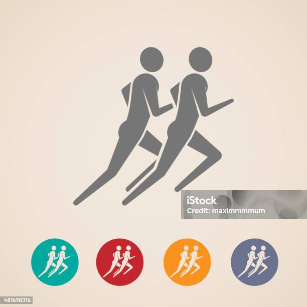 Illustration Of Running Or Jogging Men Icons Stock Illustration - Download Image Now - 2015, Achievement, Active Lifestyle