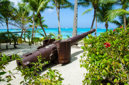 Japanese World War ll canyon on the Island of Managaha, Mariana Islands, Micronesia.