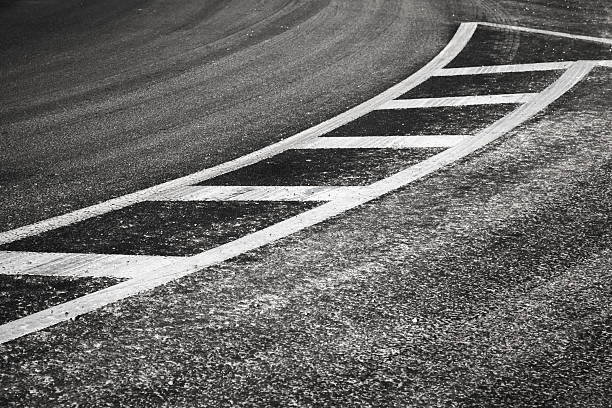 istock Abstract transportation background. Turning asphalt road with di 481702119