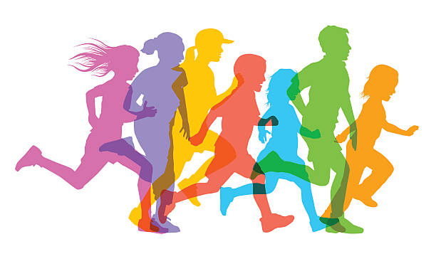 ilustraciones, imágenes clip art, dibujos animados e iconos de stock de niños corriendo - runner