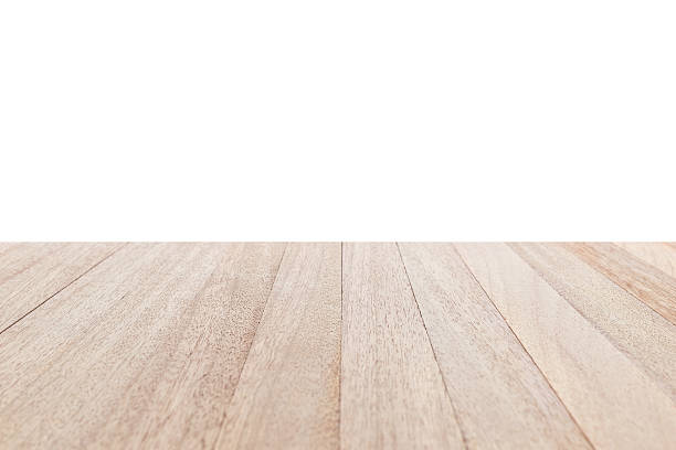 istock Top wooden table isolated on white background 481704984
