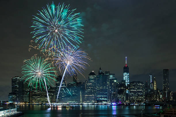 istock Independence Day With Fireworks in New York City 481705496