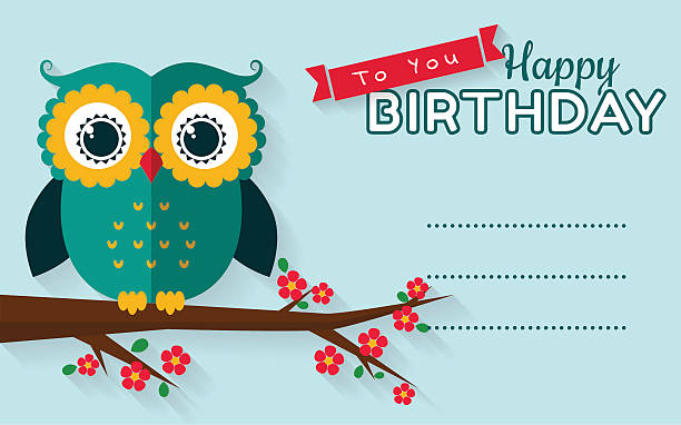 ilustraciones, imágenes clip art, dibujos animados e iconos de stock de feliz cumpleaños! vector tarjetas de felicitación. - owl baby shower spring young animal