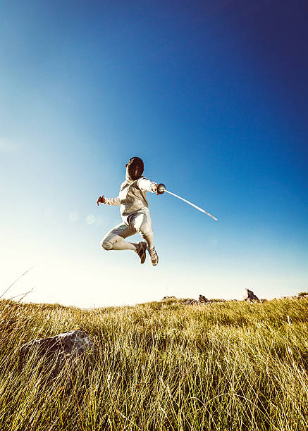 natureza esgrimista - fencing sport rivalry sword imagens e fotografias de stock