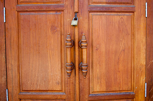 istock Wooden doors lock from the outside 481706084