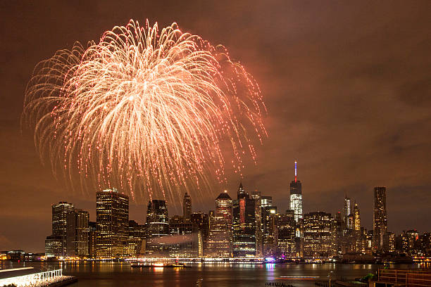 istock Independence Day With Fireworks in New York City 481708476