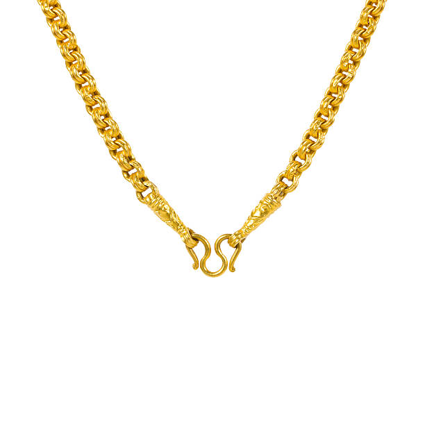 istock Gold necklace isolated on white 481708492