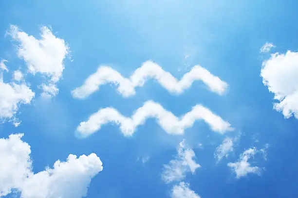 Aquarius cloud zodiac sign on sky.
