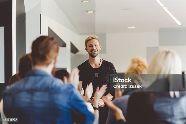 Seminar For Students Young Teacher Giving A Lecture Stock Photo - Download Image Now