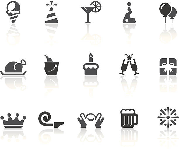 Birthday Party Icons | Simple Black Series vector art illustration