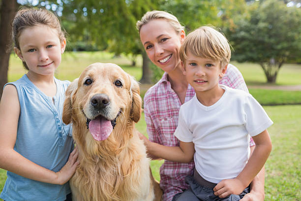 istock Happy family playing with their dog 481716430