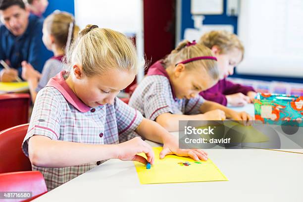 School Children Doing Drawings In The Classroom Stock Photo - Download Image Now - Australia, Elementary School, Education