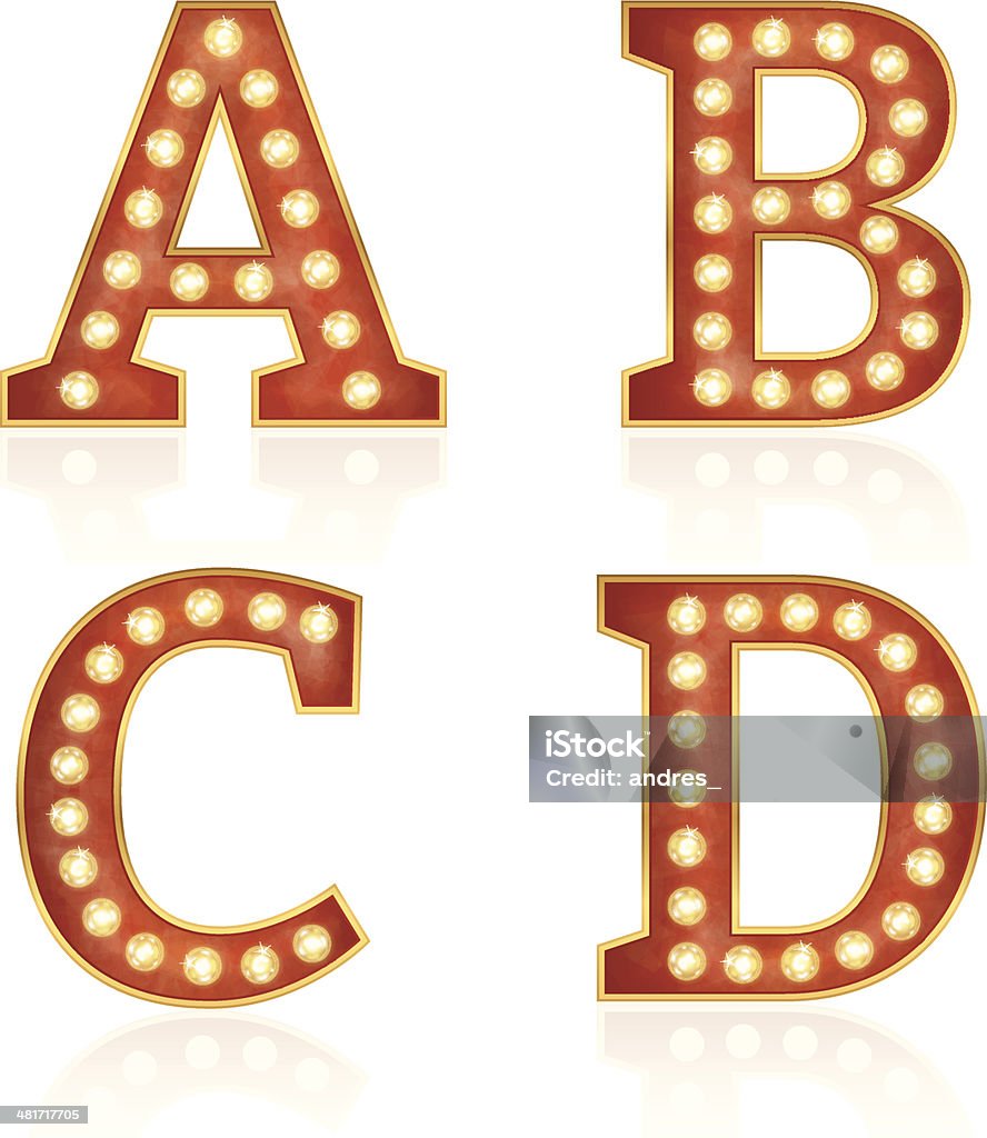 看板文字、ランプ-A 、B 、C 、D - サーカスのロイヤリティフリーベクトルアート