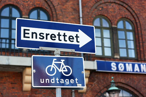 Street signs in Copenhagen, Denmark.