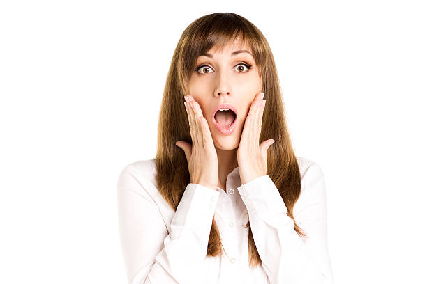 istock Young amazed woman isolated on white background 481723674