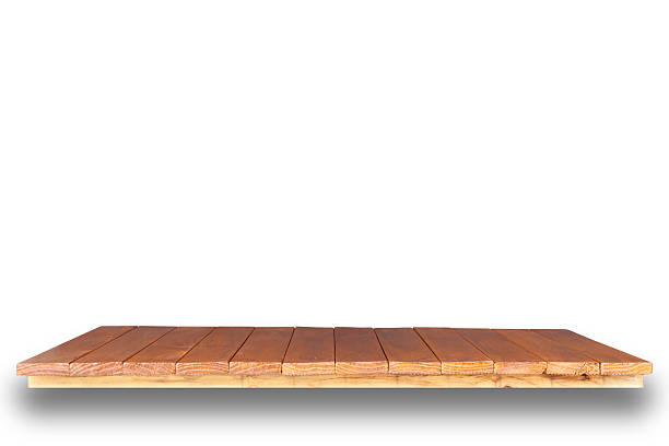 istock Empty top of wooden table or counter isolated on white 481724162