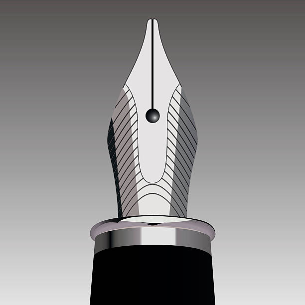 Vector illustration of Fountain Pen Nib Realistic, Shiny Fountain Pen Nib nib stock illustrations