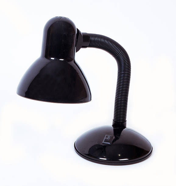 istock Black desk lamp isolated on white 481728465