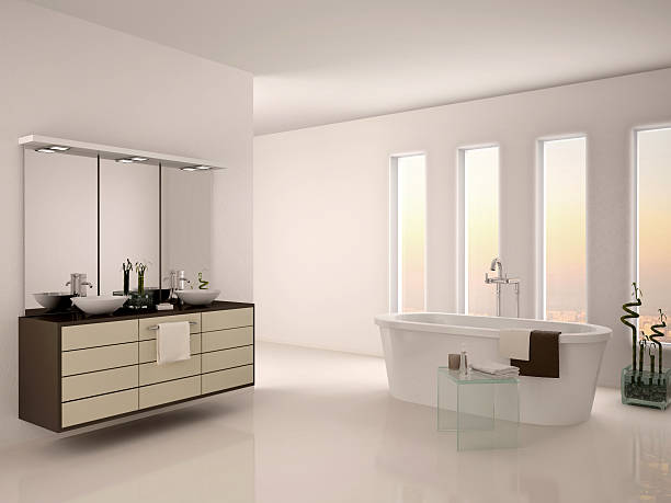 istock 3d illustration of bright minimalistic interior of a modern bathroom 481728848