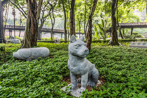 Chinese Zodiac garden statues Kowloon Walled City Park in Hong Kong