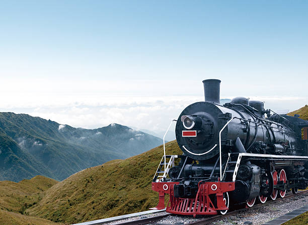 istock vintage black steam powered railway train 481731470