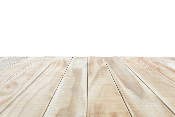 istock Empty top of wooden table or counter isolated on white 481734076
