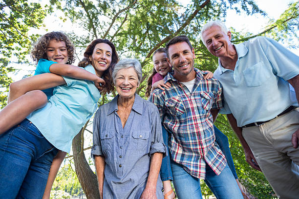istock Extended family smiling in the park 481735820
