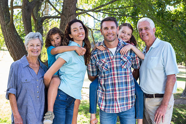 istock Extended family smiling in the park 481735822