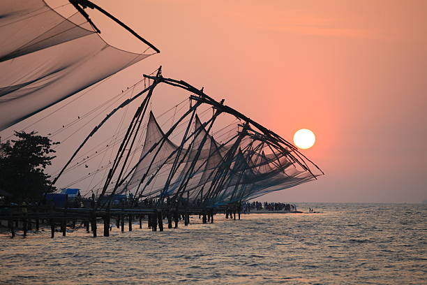 Chinese fishing nets, Cochin An image of Chinese fishing nets taken at Cochin in South India cochin kerala india chinese fishing net stock pictures, royalty-free photos & images